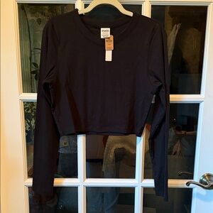 NWT Victoria’s Secret Pink Women XL Black Long Sleeve Crop Top